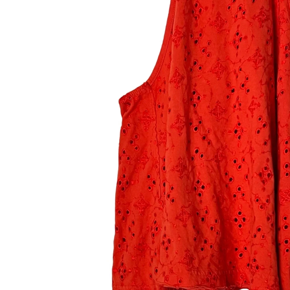 Free People | Dream Date orange cutaway eyelet lace back tank top size m…